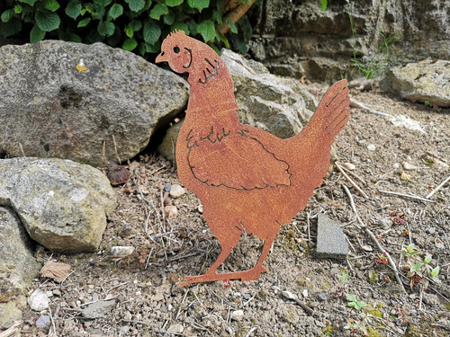 Rusty metal hen chicken - metal,