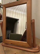 Vintage Solid Pine Wooden Tabletop Dressing Table Swing Mirror Mid-century