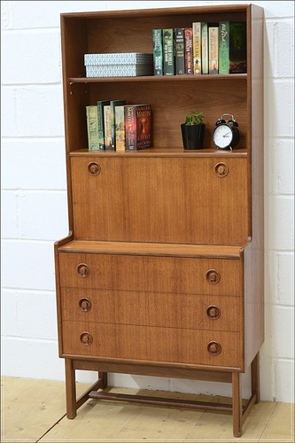 Vintage desk teak bureau - vintage,