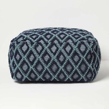 Handwoven Textured Pouffe Cube