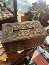 C19th Oak Post Box Carved