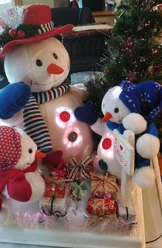 Vtg fiber optic snowmen - vtg, 24"