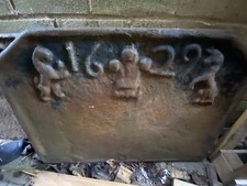 Cast Iron Fireback Lion Rampant Fleur de Lys Unicorn 1629 Charles The First