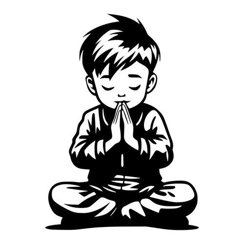Boy sitting praying silhouette - boy,