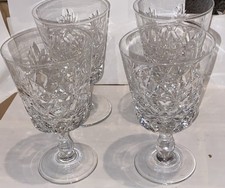 4 Vintage Royal Brierley Bruce Cut Crystal Wine Glasses