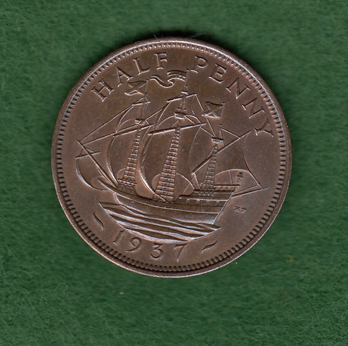 British 1937 half penny george - half,
