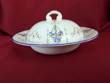 Shelley Queen Anne Blue Iris Domed Butter Dish with Lid