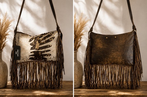 Fringe real calf - real, brown