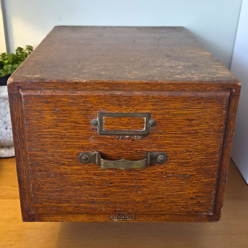 Antique oak filing drawer - oak,