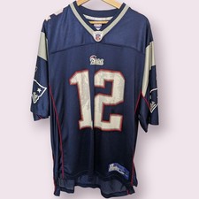 Reebok NFL Equipment Tom Brady New England Patriots Jersey #12 Blue Size Large 