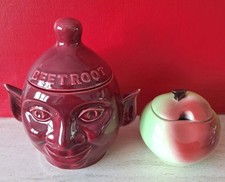 P & K Beetroot Pot Sm Chip to Lid. Carlton Ware Apple Lidded Pot Vintage
