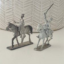 Unpainted Miniature Toy Soldiers On Horseback White Metal