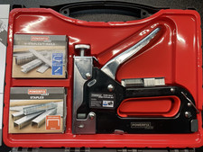 Powerfix Metal Staple Gun With Staples, T- Nails And Case. Some  Staples Used 