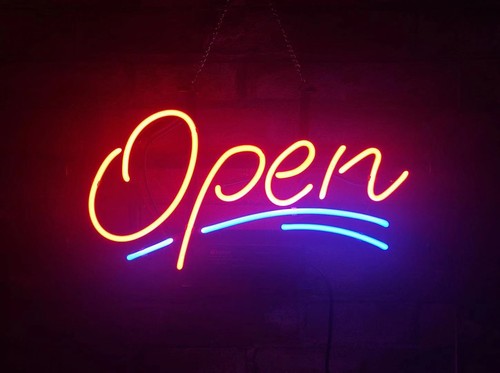 Open neon sign light shop - open,