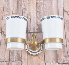 Antique Brass Wall Mounted Bathroom Accessory Bath Toothbrush Holders yba782