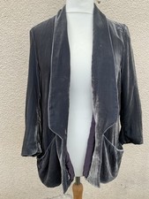 NANCY MAC GREY SILK VELVET JACKET COAT TOP OPERA 5 16 18 Designer VINTAGE DECO