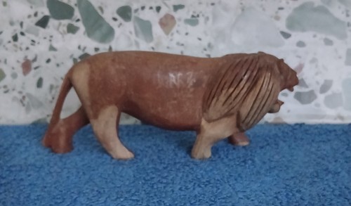 Handcrafted lion wooden animal - lion,