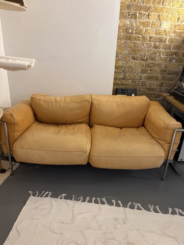 Beige leather seater sofa - beige,