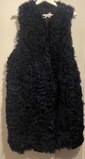 Real Sheepskin Gilet Longline Curly Shaggy Fur Shearling L sleeveless coat