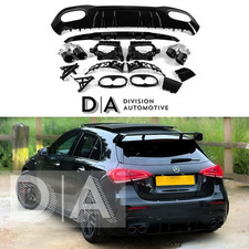 FOR MERCEDES A CLASS W177 HATCH 2019+ REAR DIFFUSER & TAILPIPES A45 AMG STYLE UK