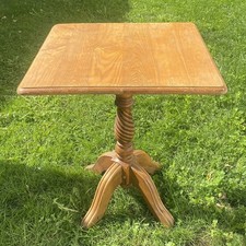 Antique Vintage Retro Oak Table Barley Twist Pedestal Base Ornate Carved Spiral