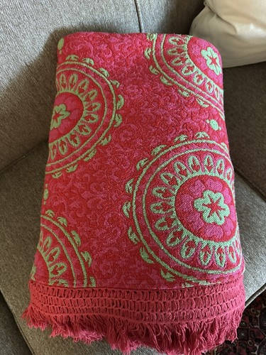 Vtg woven coverlet heavy - woven,