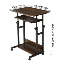 Rolling Laptop Desk Adjustable Writing Computer Table Sliding Keyboard Shelf