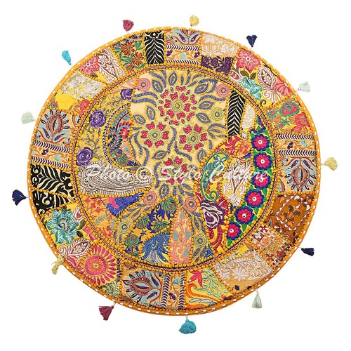 Ottoman round pouf vintage - ottoman,