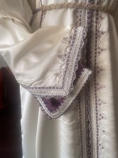 Cream/purple 10/25  Moroccan caftan  kaftan dress Jellaba takchita 