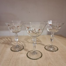 Vintage Johnson Brothers Eternal Beau Coupe Glasses:Pink Bow Floral Design,Set×3