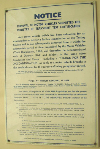 Notice removal motor - removal, of