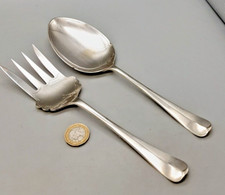 Antique Charles James Allen Engraved Silver Plated Buffet /Salad Servers Old Eng