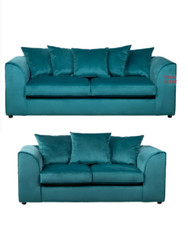 Teal plush velvet sofa corner - velvet,