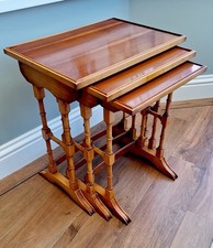 Rare High Quality Bevan Funnell Yew Wood Nest Of Three Tables