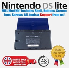 Custom Cobalt Blue & Black Housing Shell FULL MOD KIT for Nintendo DS Lite NDSL