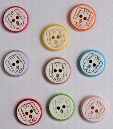 Dog face button hole flat - dog,
