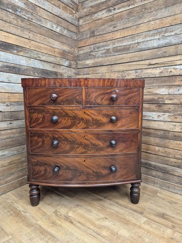 Mahogany bow front chest - front, of