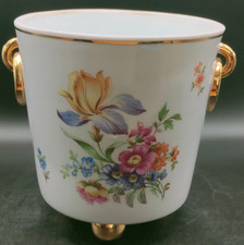 Metzler & Ortloff Ilmenau GDR Porcelain Ice Bucket Floral Gilt Vintage German