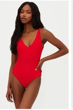 Beach Riot Womens Reese Red One Piece Bathing Suit Swimsuit, Size Small