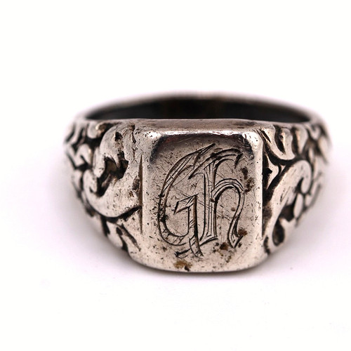 Men ring vintage - men's, silver
