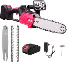  wowspeed 21V Electric Chainsaw with 3000mAh Battery and Charger, 12 Inch 2000W 