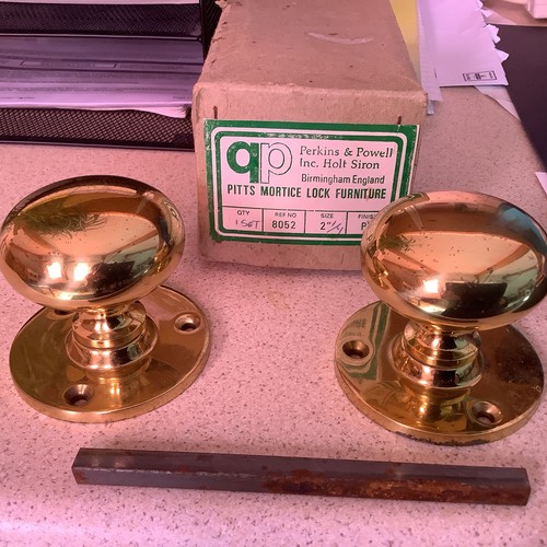 Solid brass door knobs pair - knobs,