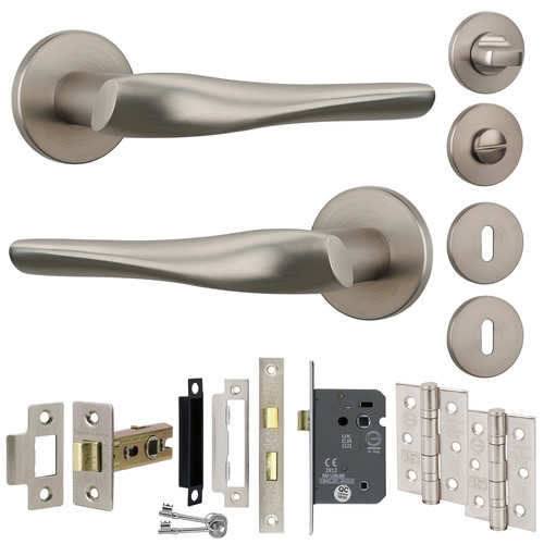 Round profile door handle set - round,