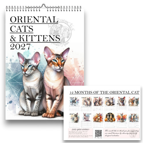 Oriental cat calendar 2027 - oriental, 2027-a4