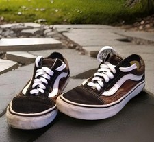 VANS Size 4 Old Skool Black White Low rise LOW MILEAGE Waffle Soles ??