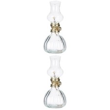  2 PCS Old Fashioned Lamps Oil Lanterns Glass Cover Kerosene Emergency