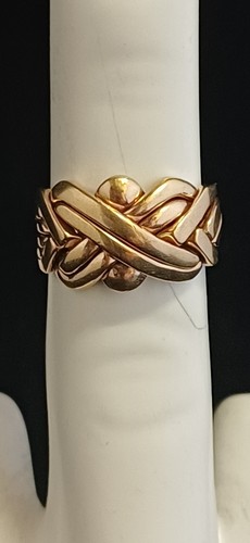9ct gold puzzle style ring - gold,