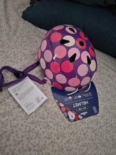Micro Scooter Helmet size S 48cm -54cm Purple And Pink Dots New( no led light)