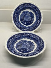 Pair Of Masons ‘Vista’  Blue & White Ironstone Bowls Vgc