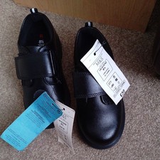 Boys Black Leather Shoes Size 8.5 New With Tag By Marks And Spencer